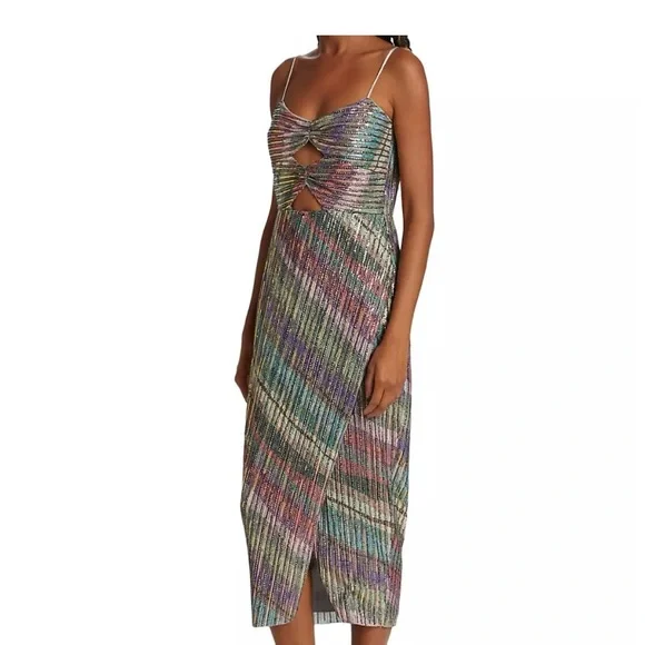 sequin rainbow wrap dress Camille B Dress Rainbow Stripe Sequin
